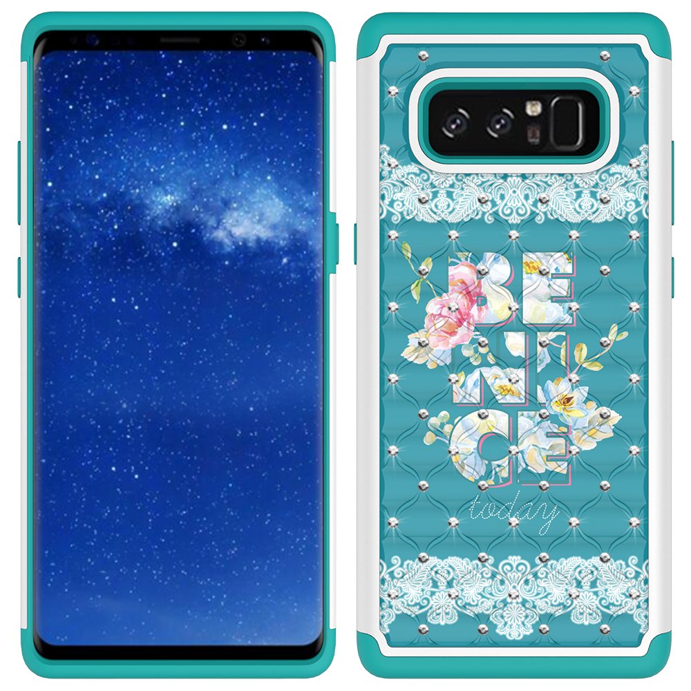 Note 8 Case, Galaxy Note 8 Case, MagicSky [Shock Absorption] Studded Rhinestone Bling Hybrid Dual Layer Armor Defender Protective Case Cover for Samsung Galaxy Note 8 (Be Nice)