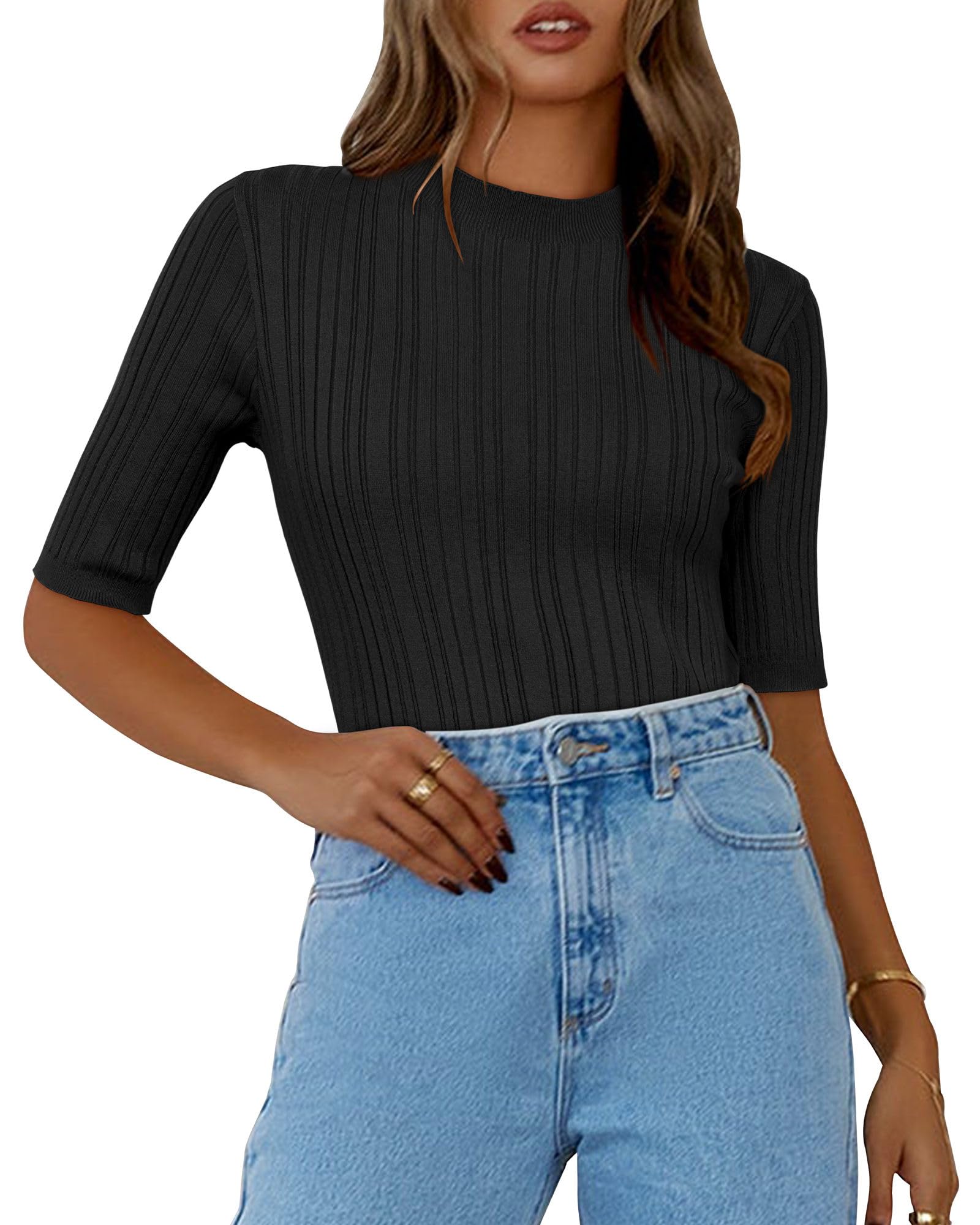 Black Shirt Mock Turtleneck