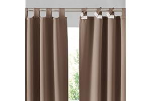 RYB HOME Outdoor Curtains for Patio - 2 Panels Detachable Sticky Top Outdoor Curtains Waterproof Blackout Privacy Thermal Ins