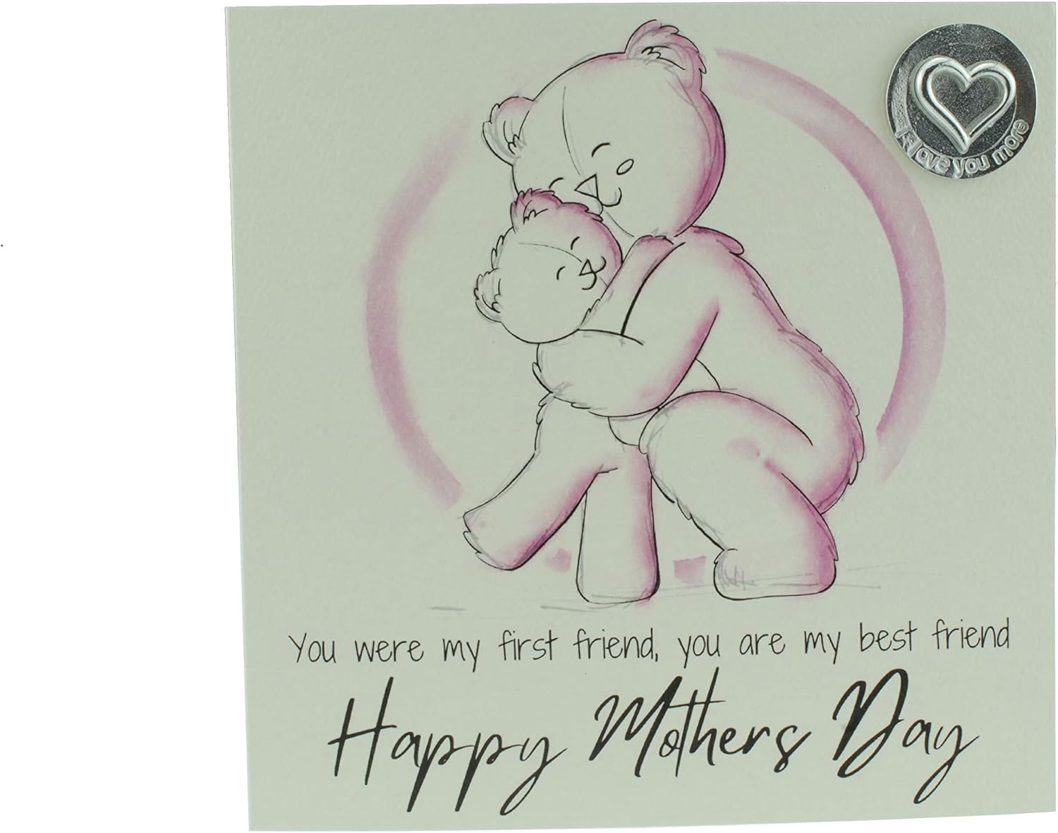 Lovely Mothers Day Card with Adorable Bears Hugging - Includes ‘I Love You More’ Gift Token (gc-mumhugilym)