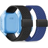 Folavii Magnetic Braided Band Compatible with Cosmo JrTrack 5/4/3/2 SE/2/JrTrack &amp; Gizmo Adventrue 3 3 2 1/Gabb 3e 3 2 1/SyncUP Watch 2 1, 2 Pack Soft Breathable Strap Easy Buckle for Small Wrist