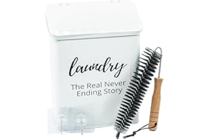 ZMAN LEGACY Metal Laundry Lint Bin – White Magnetic Lint Bin w/ Lint Brush & Installation Hardware – Space Saving Dryer or Wall Mount Trash Bin - Modern Home Decor for Laundry Room Organization and Storage