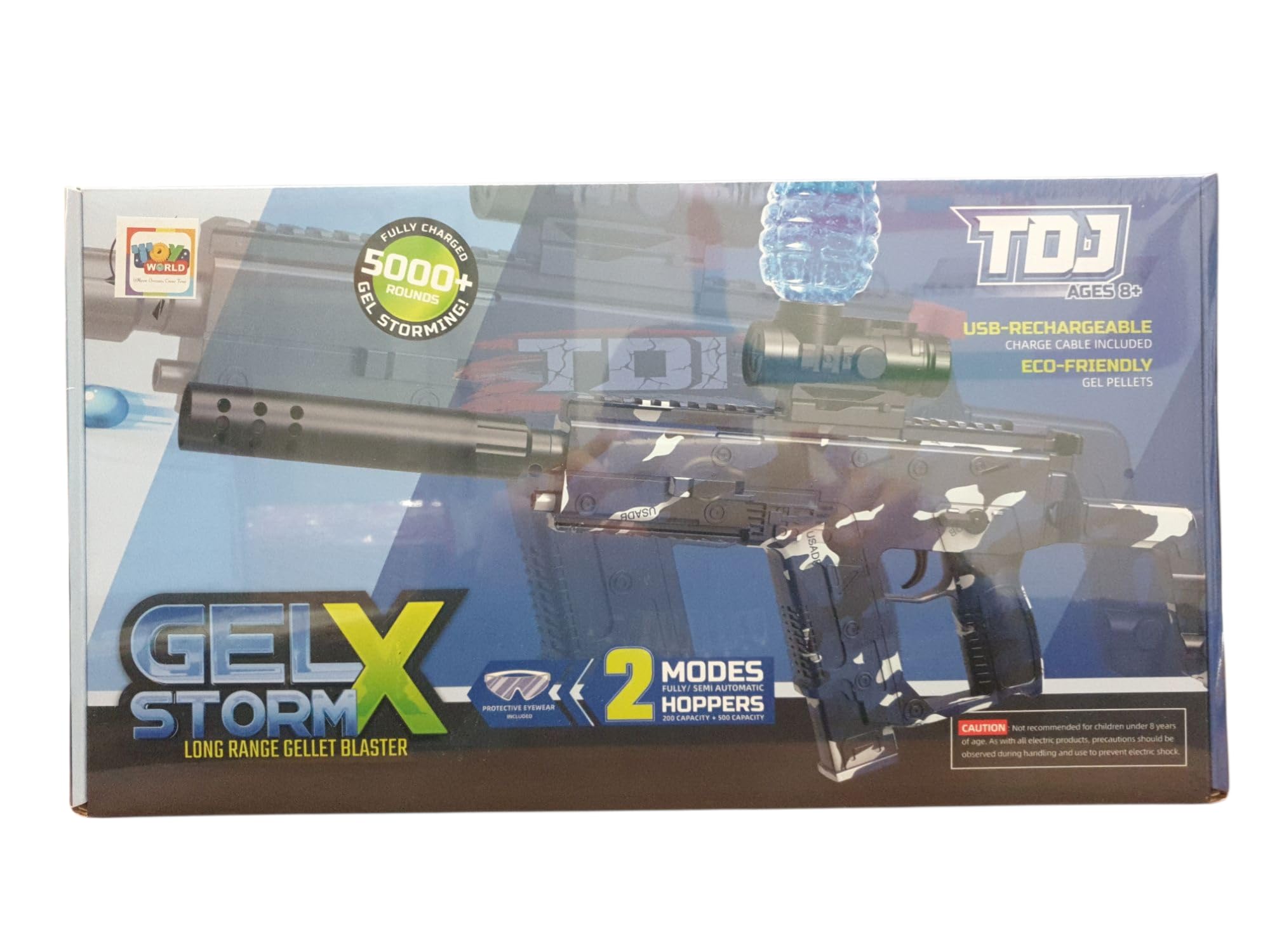 TDJ Gel X Storm Pellet Blaster, 2 Modes, 700 Pellet Capacity, 3.7V Battery, Navy Camo