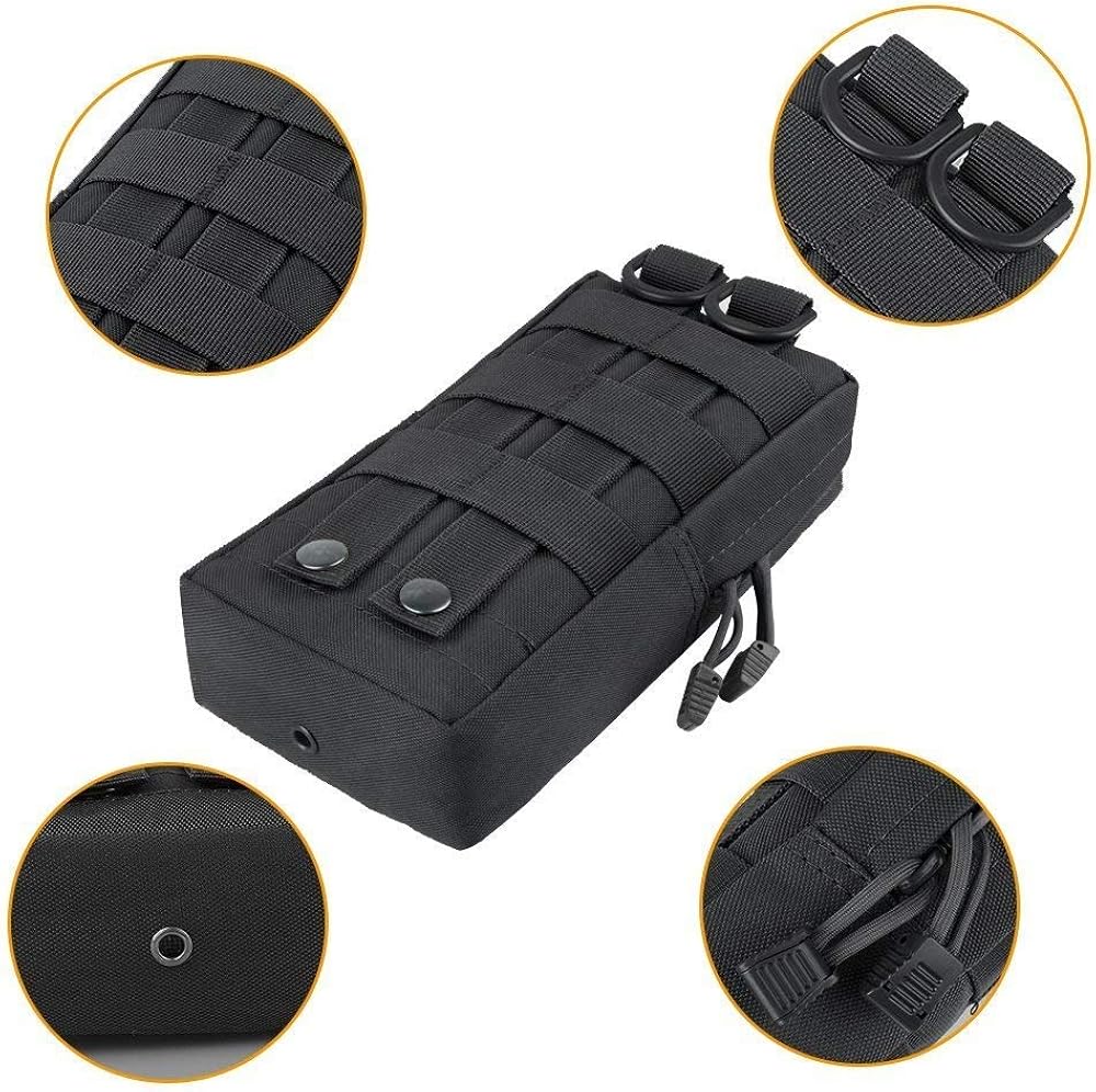 FUNANASUN 2 Pack Molle Pouches Tactical Compact Water Resistant EDC Pouch (Black) : Sports & Outdoors