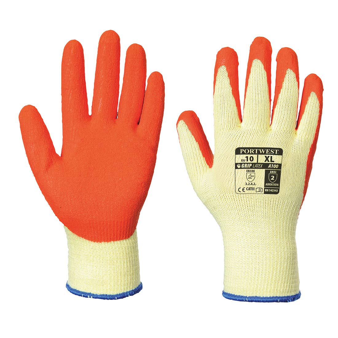 Portwest A100 Premium Resistant Grip Glove Latex Orange, X-Large, XL