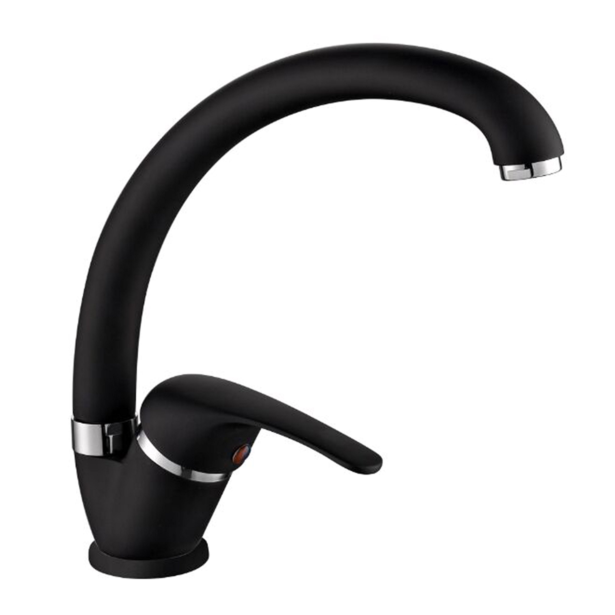 ambrosiana SEI1406BLA Kitchen Sink Mixer Tap with Rod High Series Six Brass Black with Water Saving Aerator