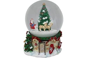 NORTHLIGHT 6.5" Musical and Animated Santa on Sleigh Rotating Christmas Snow Globe