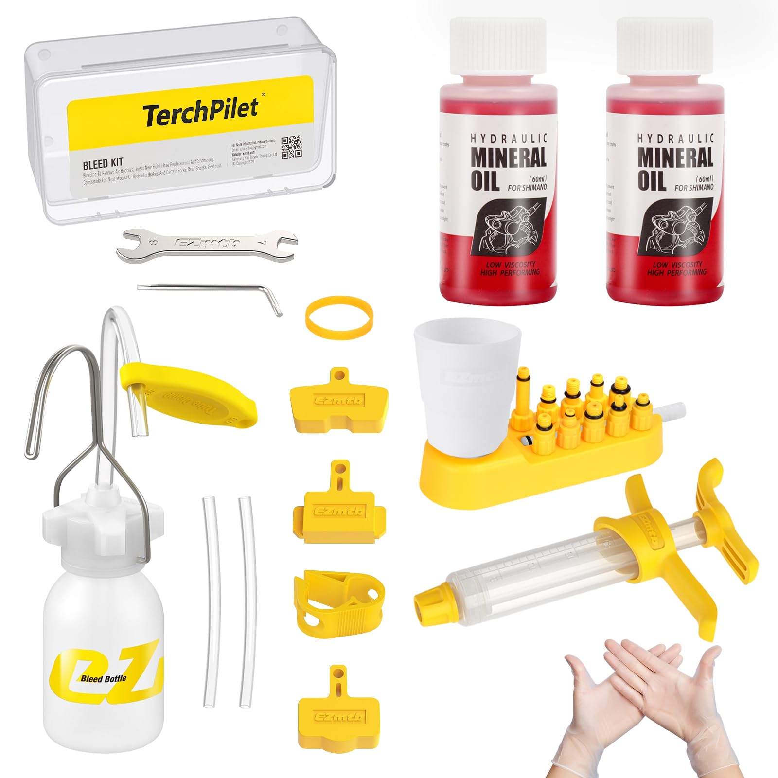 TorchPilot Bike Brake Bleed Kit for Shimano,TEKTRO Hydraulic Disc Brakes, Bicycle Brakes Service Bleed Set with 120ml Mineral Oil for MTB/Road Brake Perfect Bleeding of The Bicycle Brake