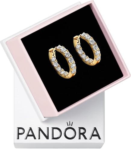 Amazon.com: PANDORA Signature Crossover Pavé Hoop Earrings - 14K