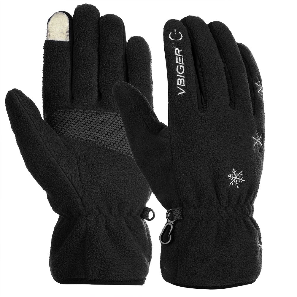Vbiger Touchscreen Handschuhe Fleece Handschuhe Winterhandschuhe Warme Handschuhe Sporthandschuhe, Schwarz, XL