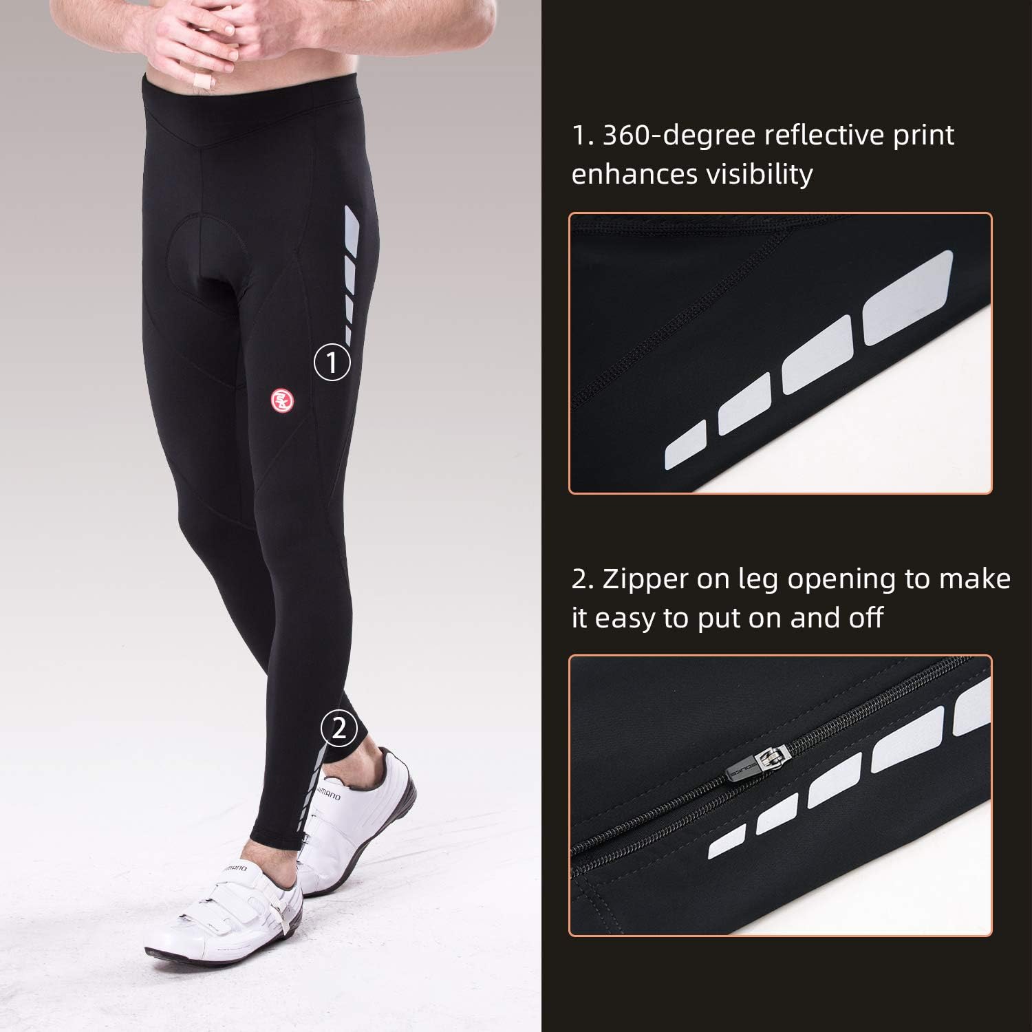 Souke Sports Men's Bicycle Pants 4D Padded Road Bike Tights Breathable Cycling Long Leggings : Clothing
