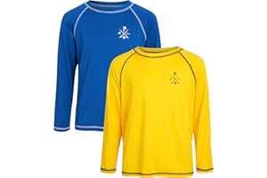 Quad Seven Boys Swim Shirt - 2 Pack Sun Protection Quicky Dry Long Sleeve Rash Guard for Boys Youth Kids Swimwear (2T-18)