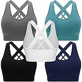 Double Couple Sports Bras for Women Padded High Impact Seamless Criss Cross Back Workout Tops Gym Activewear Bra