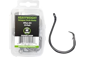 CATFISH SUMO Heavyweight Catfish Hooks - Offset Octopus Circle Hooks - 25 Pack