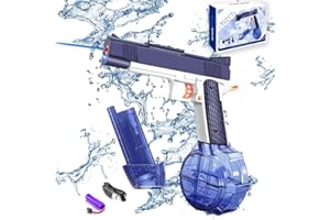 EWRITN Electric Water Gun for Adults & Kids,Automatic Water Gun with Lights for Summer Beach Party Up to 36 FT Range Super One-Button Boys Gift Summer Swimming Pool Beach Outdoor Activity