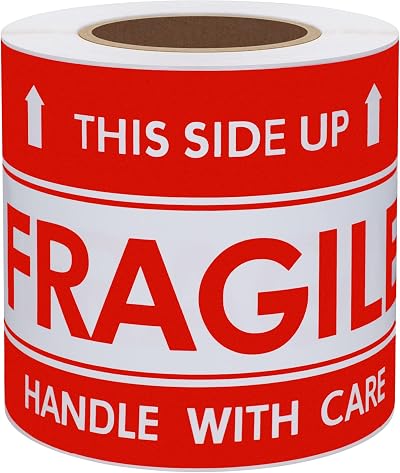 HYBSK 3x5 Inch Handle with Care Fragile Shipping Stickers Adhesive Labels 100