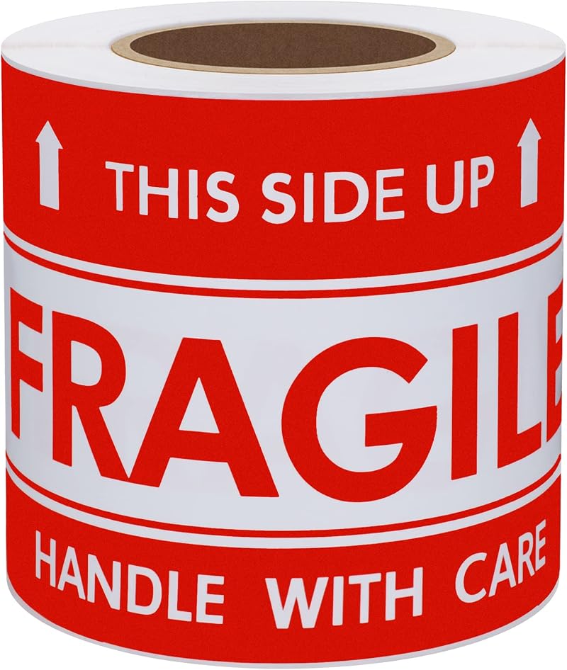 HYBSK 3x5 Inch Handle with Care Fragile Shipping Stickers Adhesive Labels 100