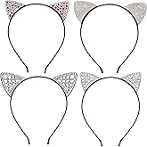 YISSION Sparkly Rhinestone Cat Ear Headband for Women & Fashion Enthusiasts - Shiny Crystal Bling Headband, Flexible Hair Accessory for Daily Wear, Date Nights, Music Festivals & Social Gatherings