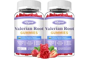 SIJIGOOD 2 Pack Valerian Root Gummies Organic, Valerian Root Supplement for Zzz, Relaxation & Calm, Natural Herbal Supplement for Men & Women, Melatonin Free, Vegan, Non-GMO, Strawberry Flavor, 120 Count