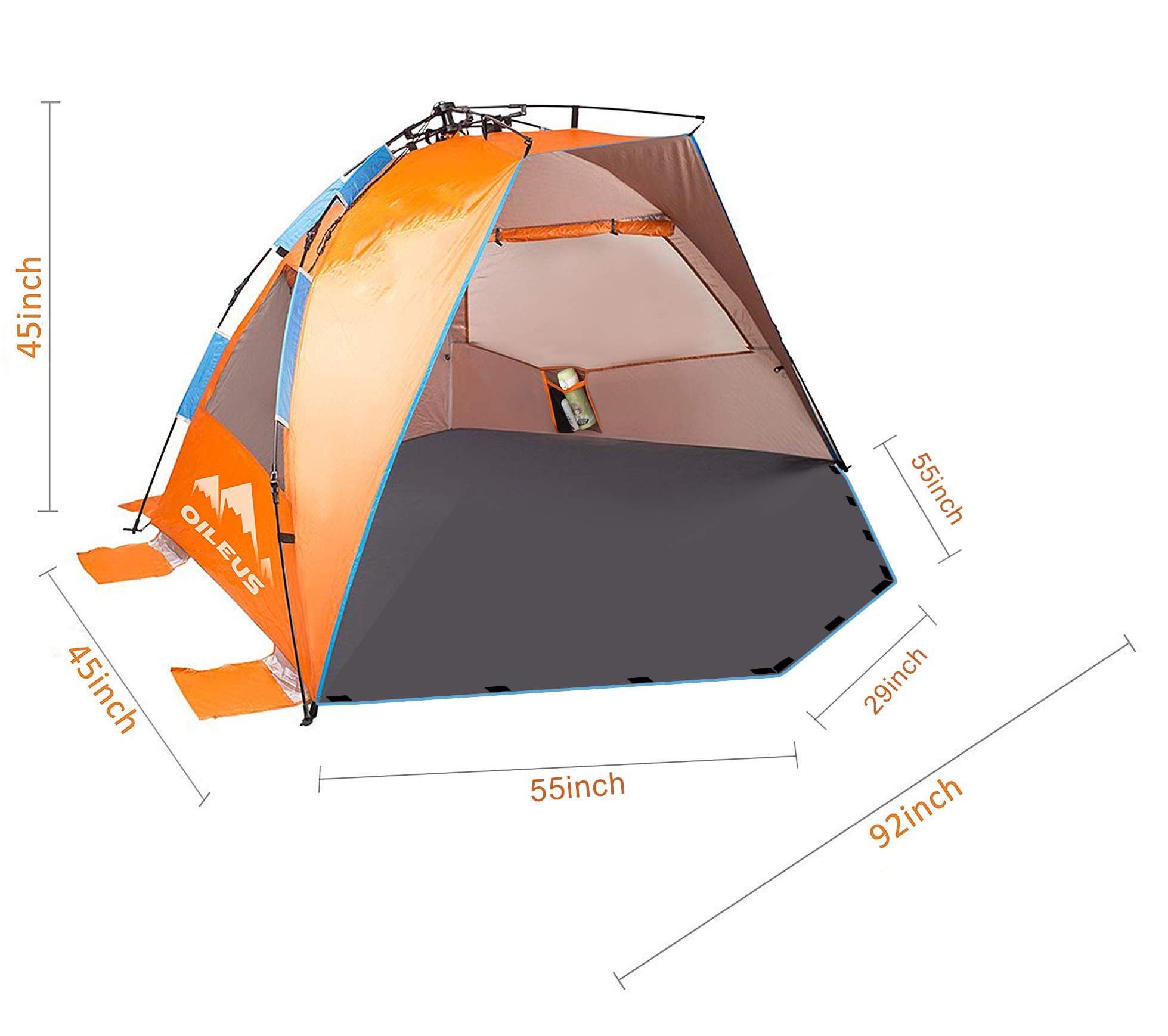 Oileus XLarge 4 Person Beach Tent Sun Shelter Portable Sun Shade