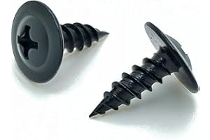 BCP Fasteners #8 x 1/2", 100 Qty Phillips Small Black Modified Truss Head Screws, Deep Thread Sharp Point, Carbon Steel Black Phosphate Coated Self-Tapping Screws for Wood & Metal BCP1077