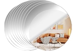 Fantasyon Acrylic Round Mirrors Self Adhesive Non Glass Mirror Circle Wall Mirror Clear Wall Sticker Decals for Wedding Table Centerpiece and Home Living Room Bedroom Wall Decor (6 inch/10 pcs)