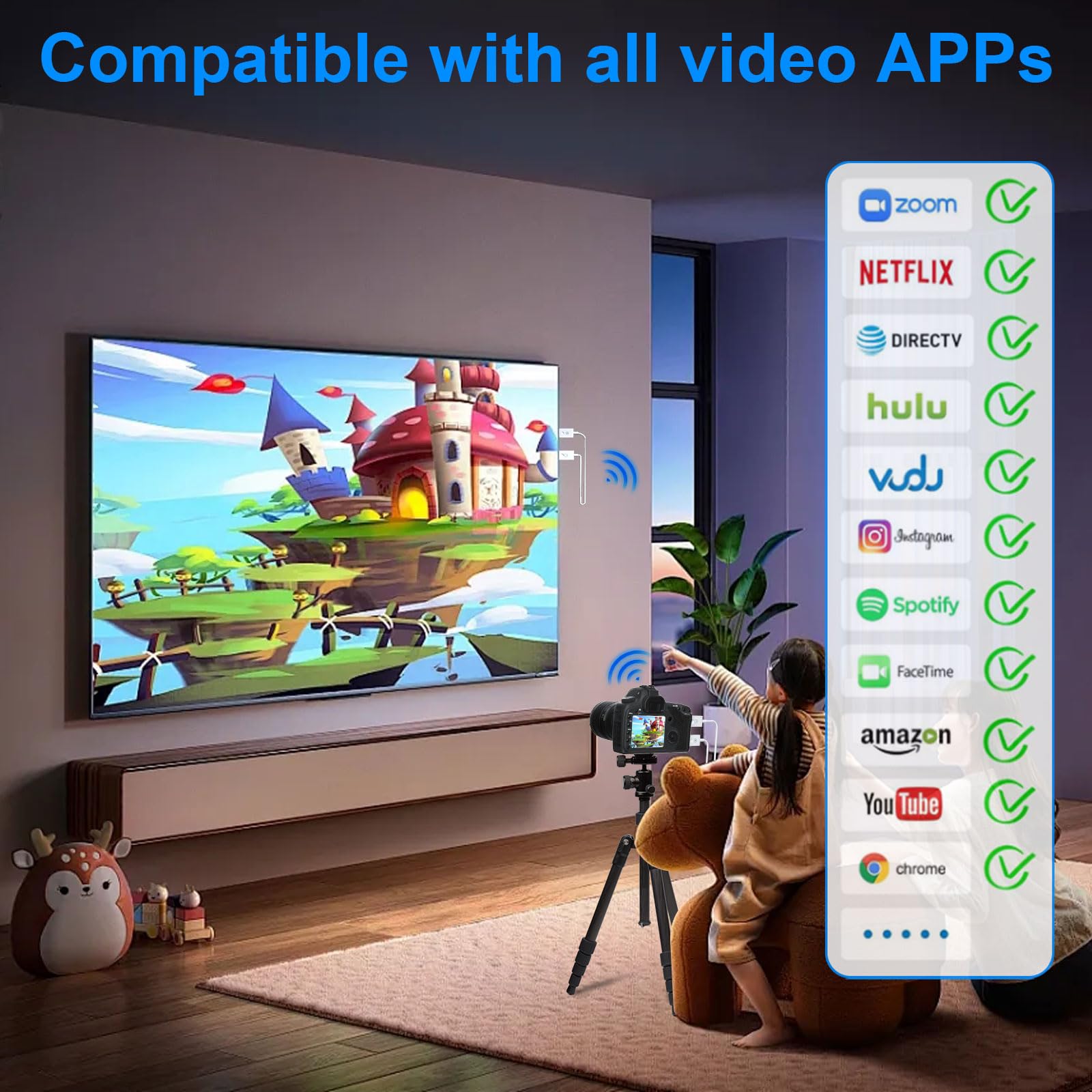 ANGEET Wireless HDMI Transmitter and Receiver 2.4/5GHz, 1080P HD Wireless HDMI Extender Streaming Video/Audio to Monitor, Projector, HDTV from PC, Laptop, Camera, TV Box, 98FT/30M, Plug & Play
