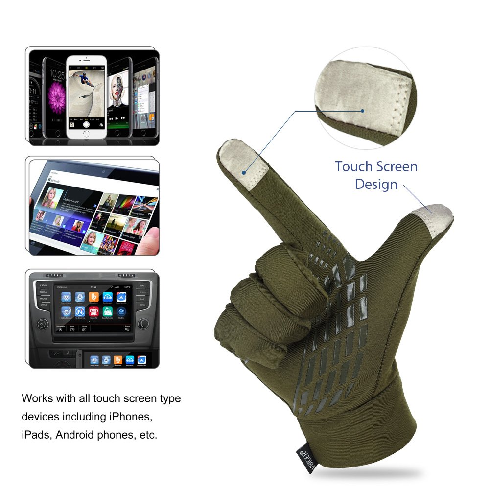 Vbiger Outdoor Touchscreen Handschuhe fahren Radfahren warm Freizeit Sport Silikon rutschfeste Handschuhe, Grün, L