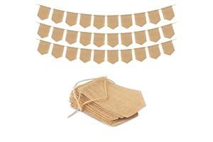 PAKBOOM 30Pcs Hand-Painted DIY Burlap Banners - for Kid Adults Party Decor