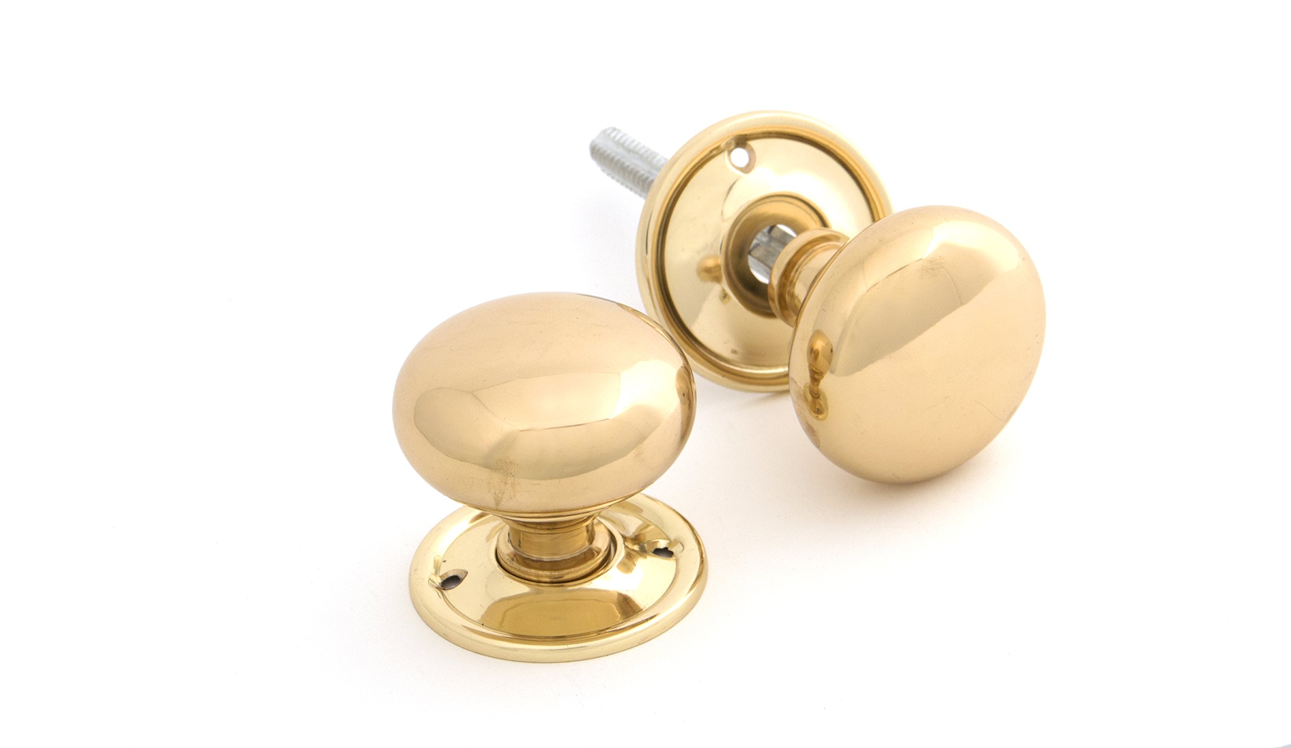 From the Anvil Polished Brass Mushroom Mortice/Rim Knob Set