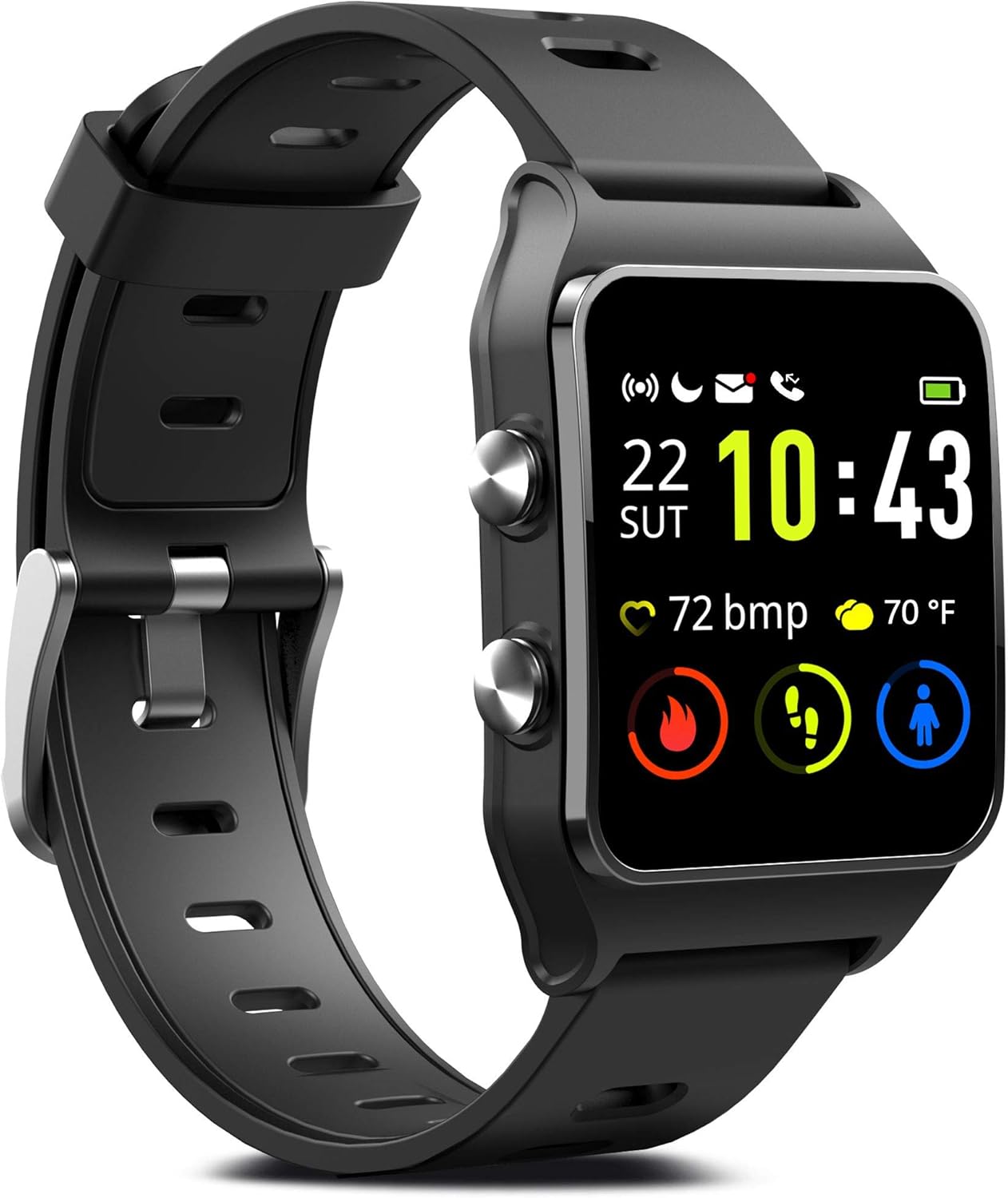 GPS Running Smart Watch, IP68 Waterproof Fitness Tracker with 17 Sport Mode, Touch Screen Heart Rate & Sleep Monitor with Pedometer Calorie Counter ...