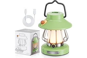 V.C Formark Retro Snail Kids Lantern - Forest Green USB Rechargeable Camping Light, 3-Color Dimmable LED Night Light with Ten