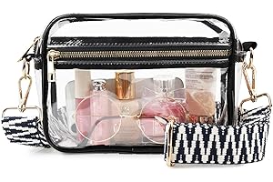 WEDDINGHELPER Clear Crossbody Bag, Clear Bag Stadium Approved Clear Purse with Adjustable Strap for Sports Concerts Festivals
