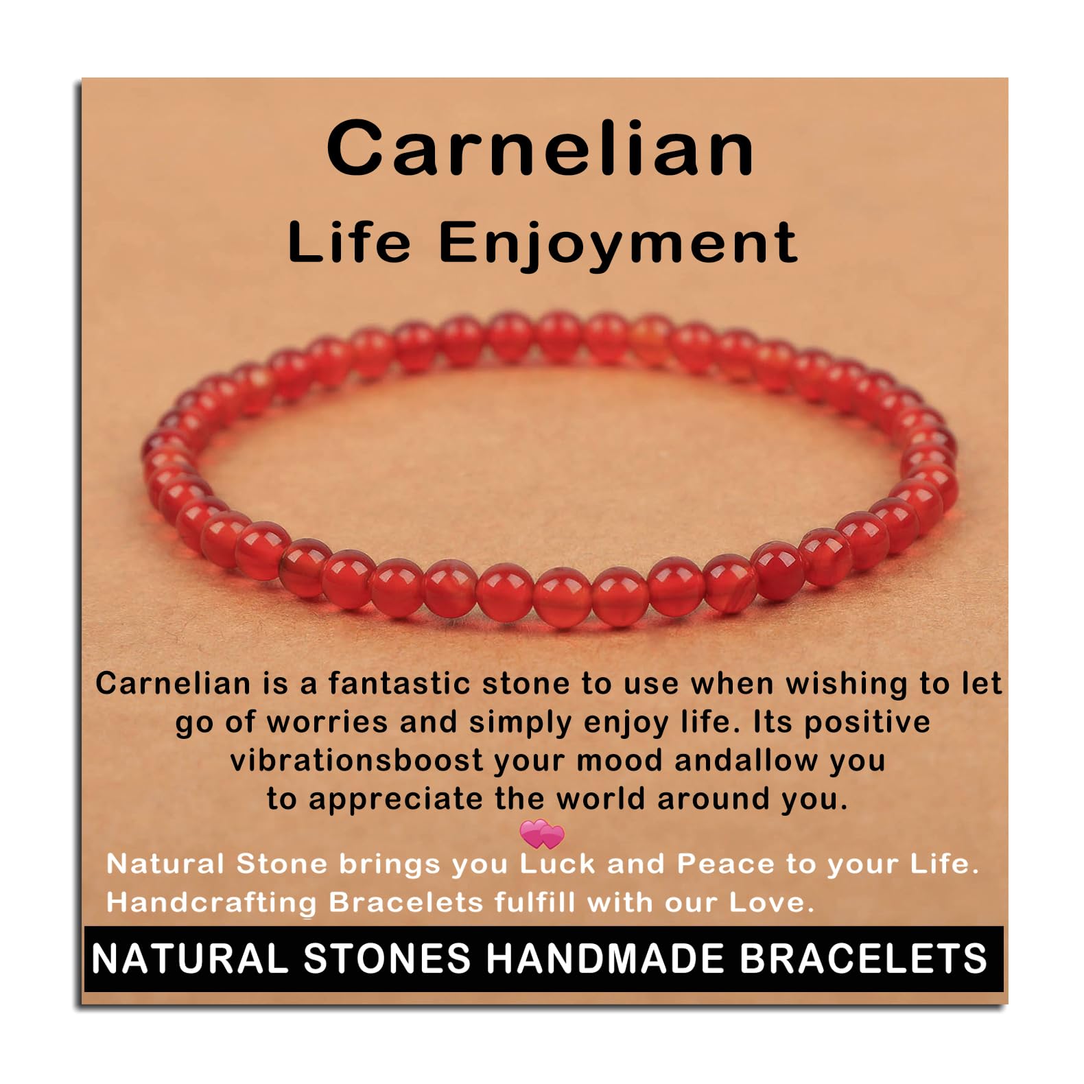 AD Beads Handmade Gemstone Stretch Elastic Bracelet