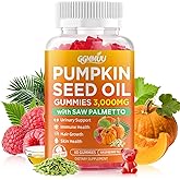 Pumpkin Seed Oil Gummies with Saw Palmetto, 3000mg Per Serving Pumpkin Seed Oil Supplement for Hair Growth, Skin Health, High Pure Extract for Women & Men, Vegan, Raspberry Flavor, 60 Count