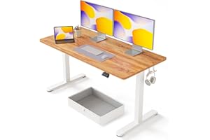 FEZIBO 55 x 24 Inches Standing Desk with Drawer, Adjustable Height Electric Stand up Desk, Sit Stand Home Office Desk, Ergono