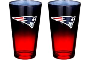 The Memory Company Officially Licensed NFL 2-Pack 16oz Ombre Pint Glass Set, Licensed Team Drinkware, Stylish Gameday Glassware, Team Logo