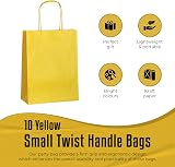 Thepaperbagstore 10 Yellow Small Paper Party Bags With Handles 18x22x8cm view 2