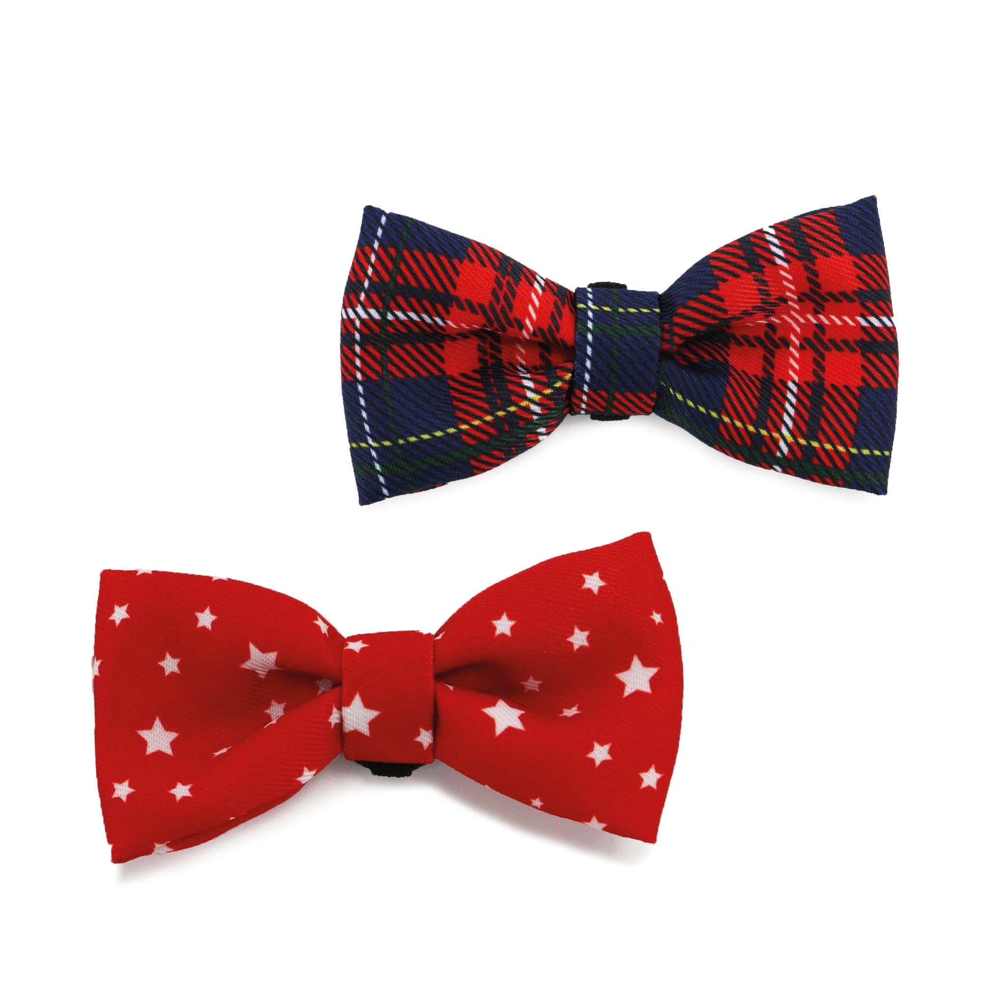 Ancol Dog Bow Tie Tartan Star Patterned - Comfortable 100% Recycled Fabric Clothing Pet Accessory - Puppy Tuxedo Fancy Dressing - Pack of 2