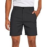 PULI Men's Golf Dress Shorts Flat Front Hybrid 7 Inch Lightweight Quick Dry Chino Casual with Pockets
