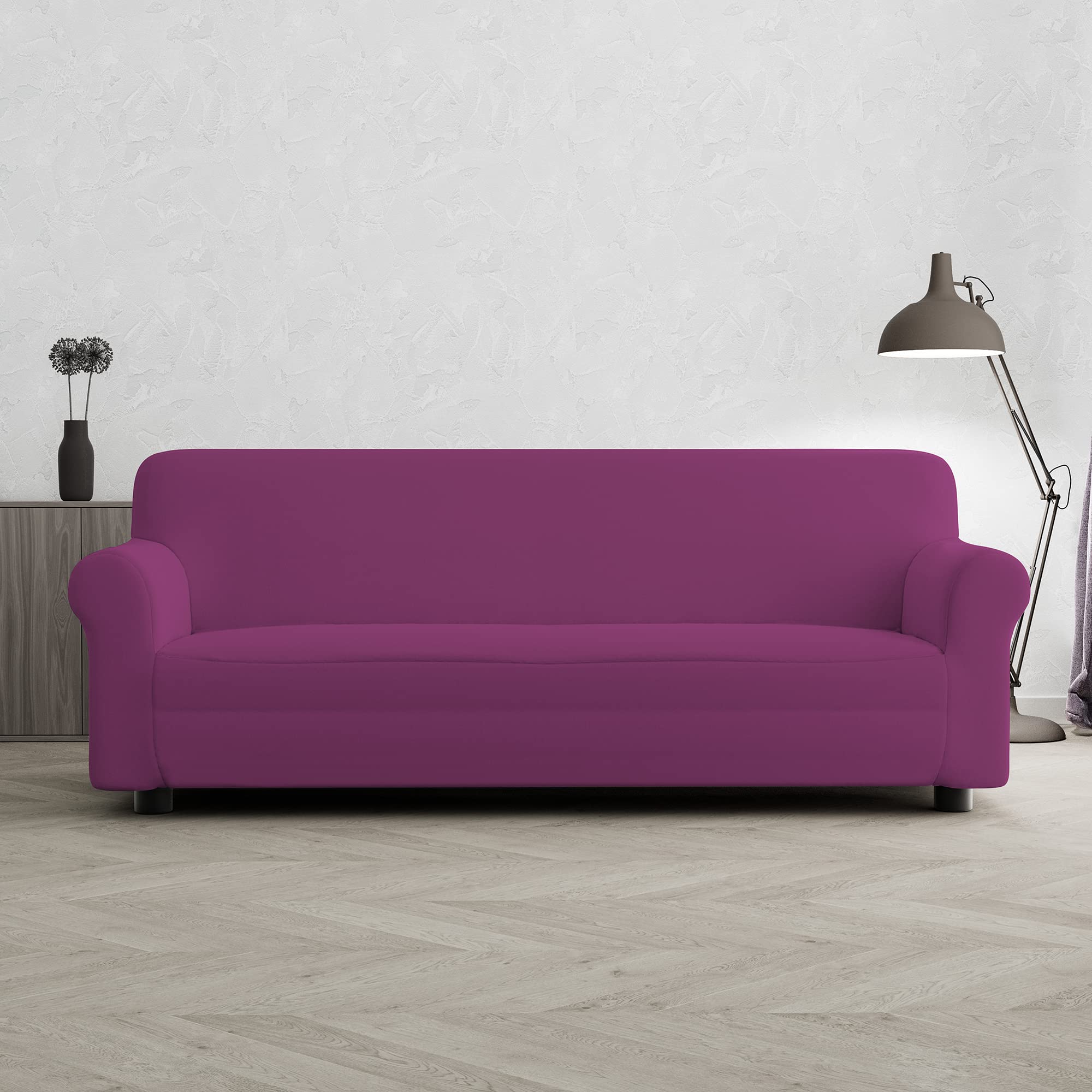 Italian Bed Linen Elastic Sofa Cover “Piu Bello”, 97% Polyester + 3% Elastometer, Fuchsia, 3 Places