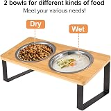 Radsocken Elevated Cat Food Bowls 15° Tilted Stainless Steel with Wooden Stand view 7