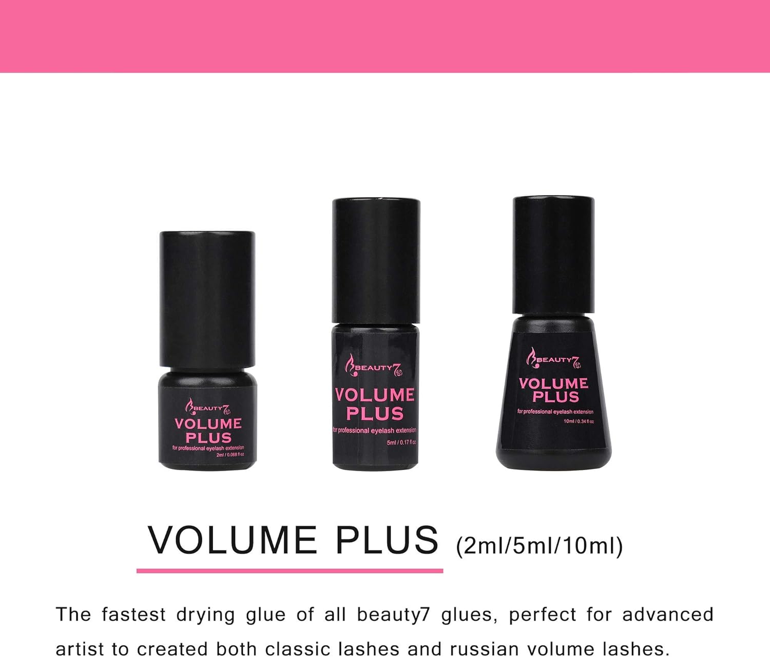 Beauty7 Volume Plus 0.1s Fast Drying Retention 8 WEEKS Eyelash Black Glue Eyelash Extension Glue Individual Lash Extensions Professionals Used Only (10ml) - Image 3
