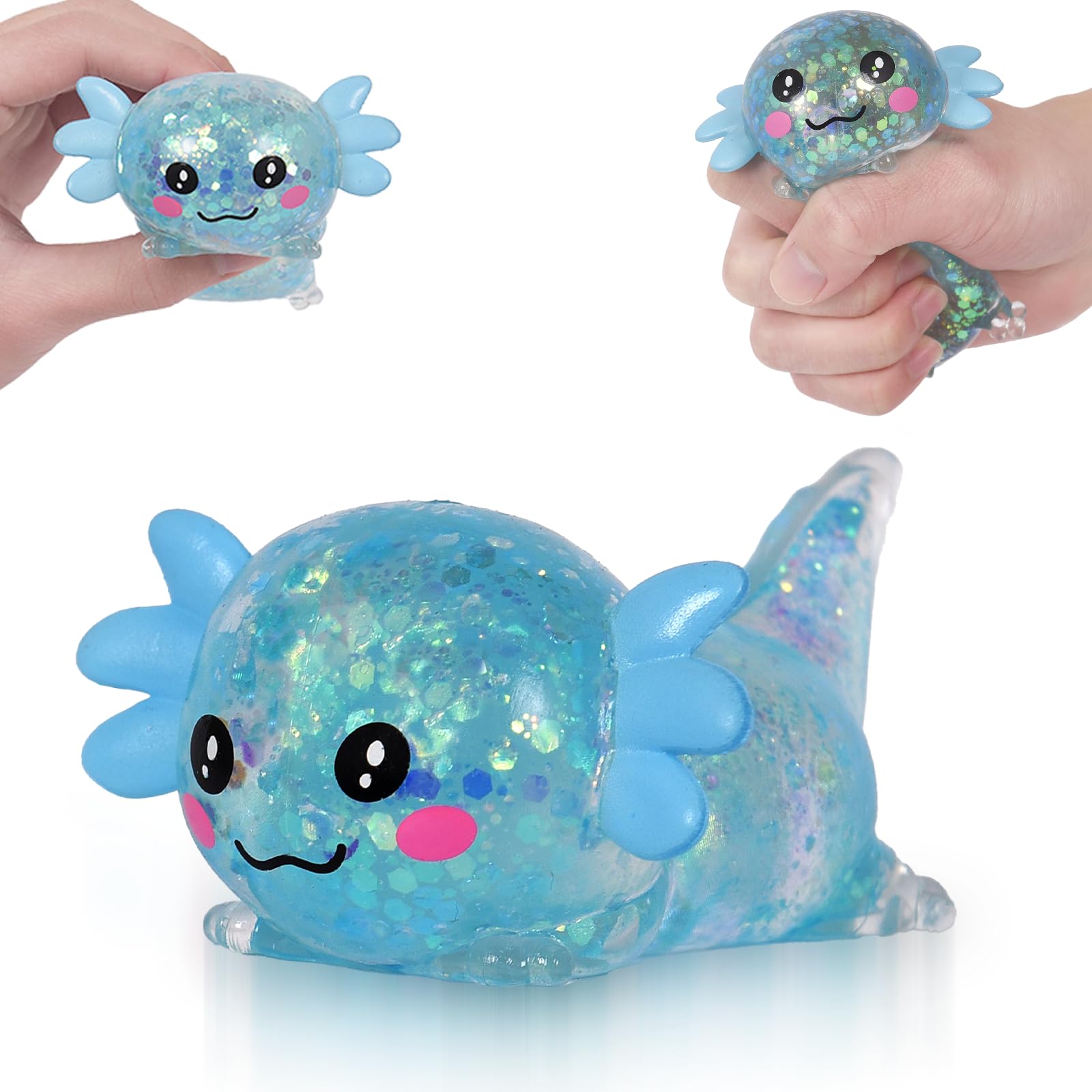 Photo 1 of **USED** Axolotl Squishy Stress Ball, Soft TPR Slow Rising Squeeze Toy, Cute Axolotl Fidget Toy for Stress Relief, Anxiety Calming Sensory Toy for Kids Adults(Blue Lie Axolotl)
