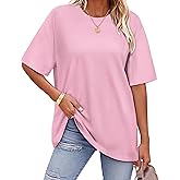 ADOREJOY Oversized Tshirts for Women Crewneck Summer Graphic Tees Short Sleeve Loose Basic Tops