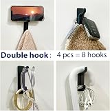 pickpiff Self Adhesive Hooks 6KG, 4 Pack Heavy Duty No-Nail Door Hooks Black view 3