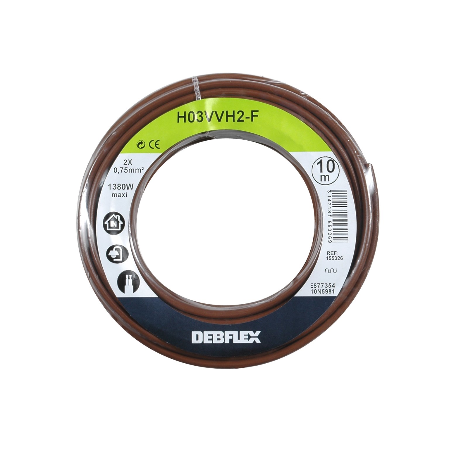 Debflex 155326 HO3VVH2-F Spool 2 x 0.75 10 m Brown