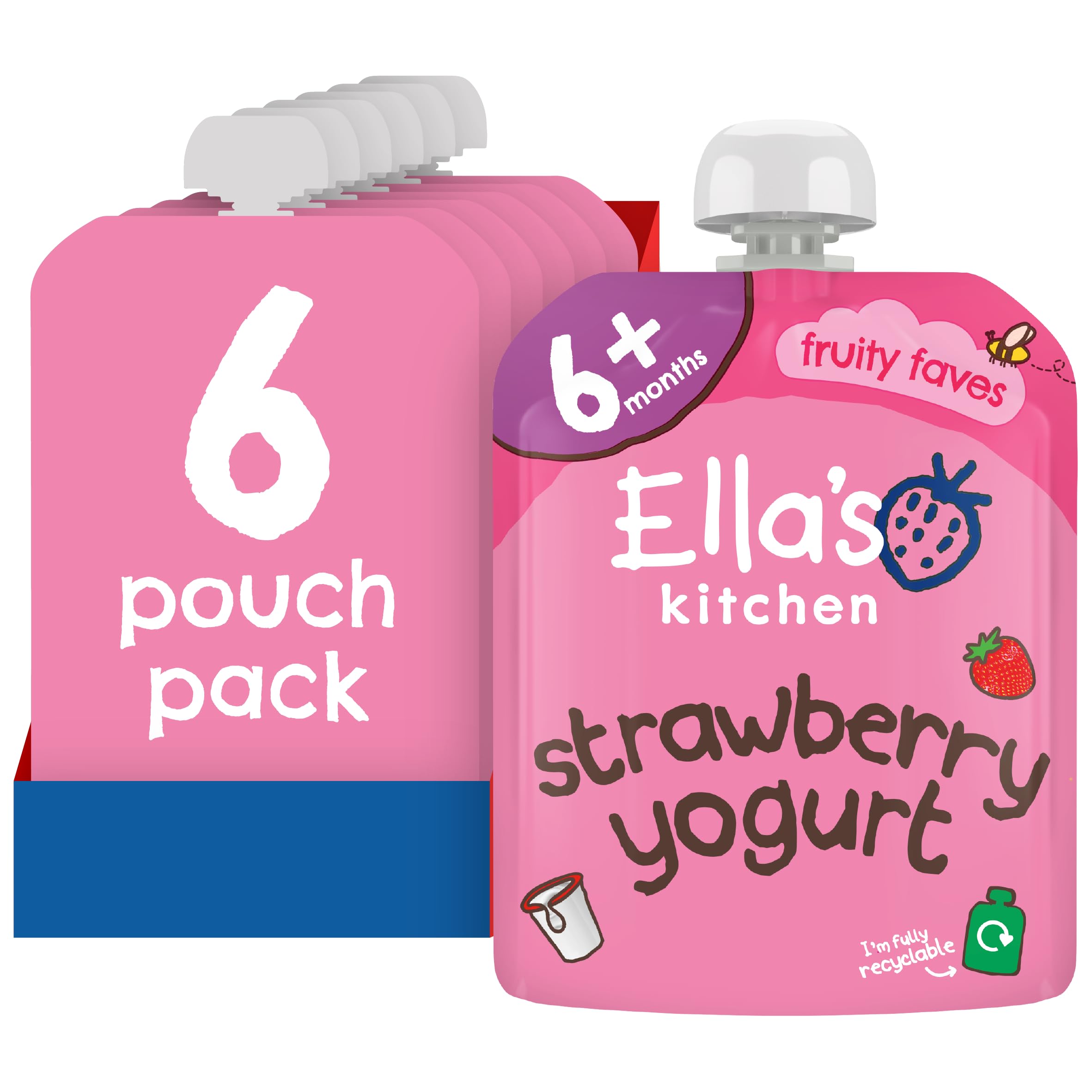 Ella's Kitchen Greek Yoghurt and Strawberries 90 g (Pack of 6)