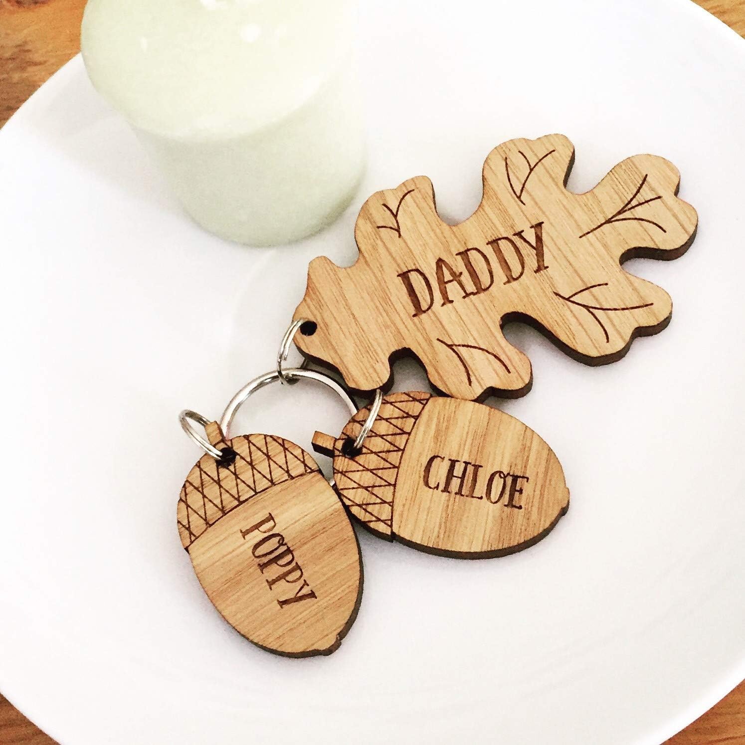 Personalised Daddy Keyring Oak & Acorn | Mummy keychain | present for her or him from child new parent