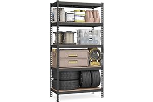 SONGMICS 5-Tier Storage Shelves, Load 1875 kg, Garage Storage, Boltless Assembly, Adjustable Shelving Unit, 40 x 90 x 180 cm,
